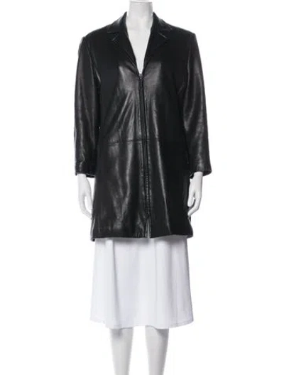 Pre-owned Nicole Miller Leather Biker Jacket In Black