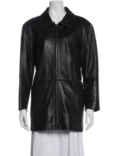 Pre-owned Nicole Miller Leather Biker Jacket In Black