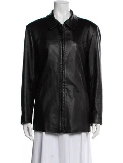 Pre-owned Nicole Miller Leather Biker Jacket In Black