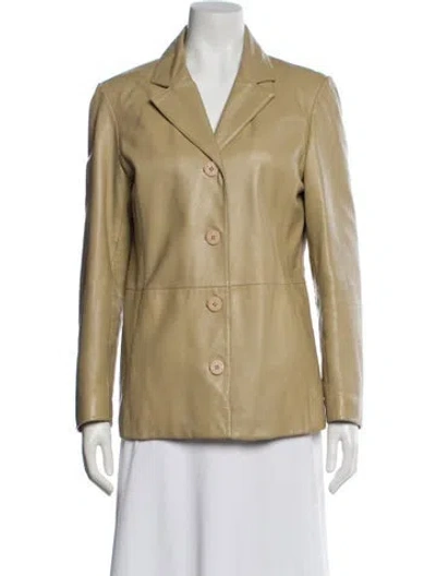 Pre-owned Nicole Miller Leather Blazer In Neutral