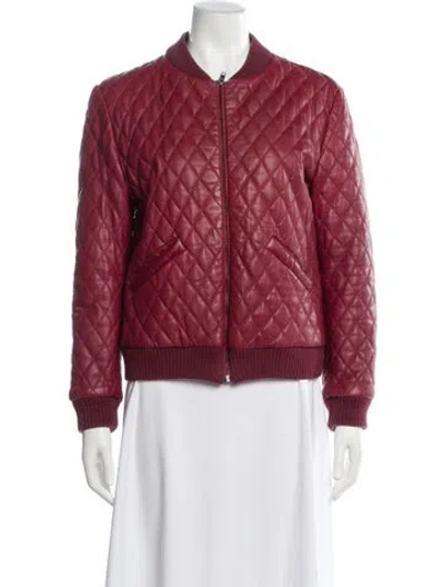 Pre-owned Nicole Miller Leather Bomber Jacket In Pink