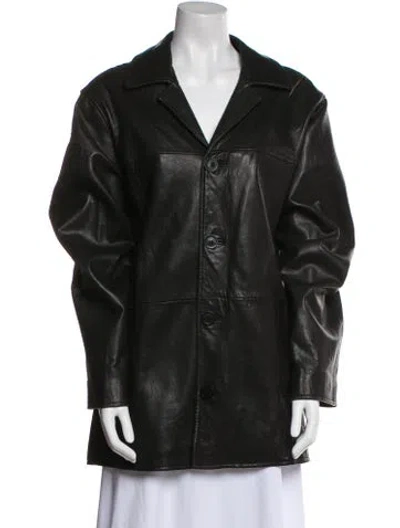 Pre-owned Nicole Miller Leather Coat In Black