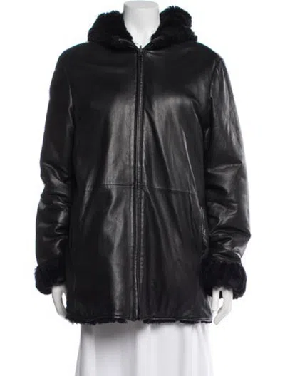 Pre-owned Nicole Miller Leather Coat In Black