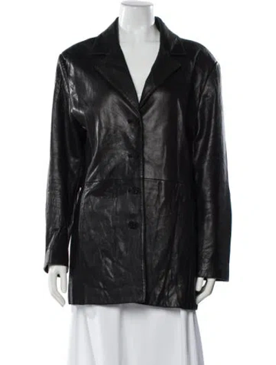 Pre-owned Nicole Miller Leather Evening Jacket In Black