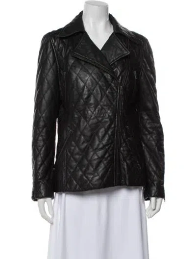 Pre-owned Nicole Miller Leather Jacket In Black