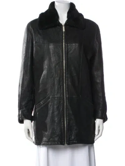 Pre-owned Nicole Miller Leather Jacket In Gray