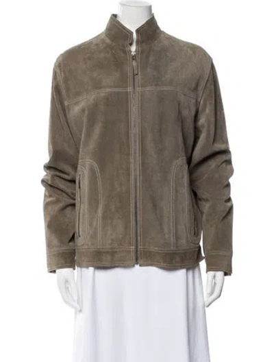 Pre-owned Nicole Miller Leather Jacket In Neutral