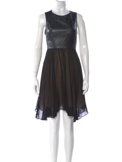 Pre-owned Nicole Miller Leather Knee-length Dress In Multi