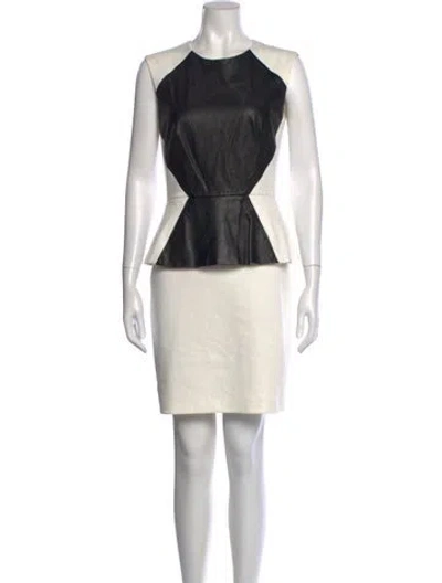 Pre-owned Nicole Miller Leather Mini Dress In White
