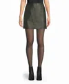Nicole Miller Leather Mini Skirt In Army Green In Multi