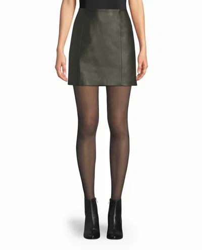 Nicole Miller Leather Mini Skirt In Army Green