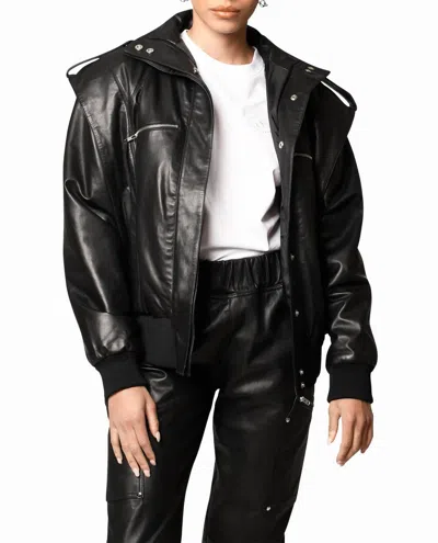 Nicole Miller Leather Space Jacket In Black