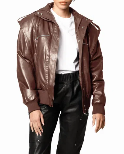 Nicole Miller Leather Space Jacket In Brown