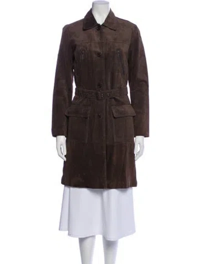 Pre-owned Nicole Miller Leather Utility Jacket In Brown