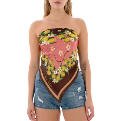 Nicole Miller Lemon Print Square Scarf In Multi