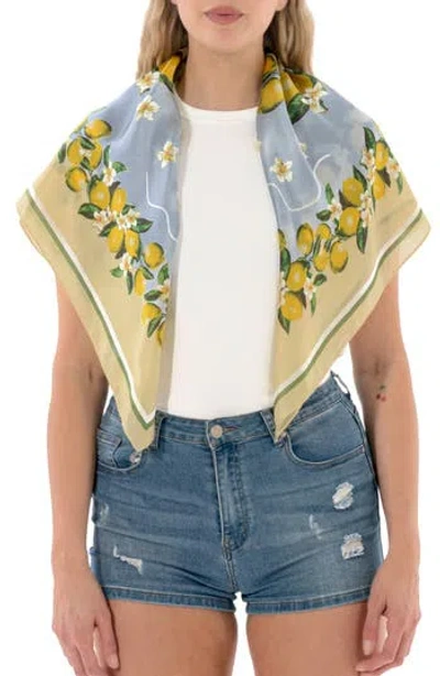 Nicole Miller Lemon Print Square Scarf In Neutral