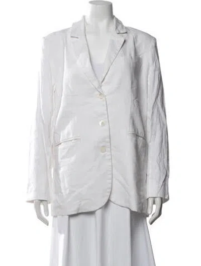 Pre-owned Nicole Miller Linen Blazer In White