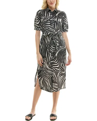Nicole Miller Linen-blend Midi Dress In Multi