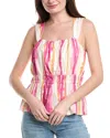 Nicole Miller Shirred Peplum Tank In Multi