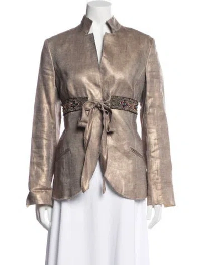 Pre-owned Nicole Miller Linen Jacket In Neutral