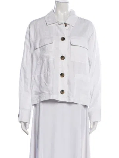 Pre-owned Nicole Miller Linen Jacket W/ Tags In White