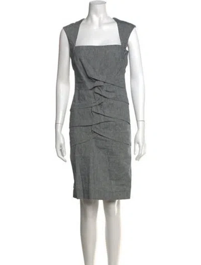Pre-owned Nicole Miller Linen Knee-length Dress In Blue