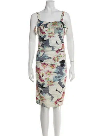 Pre-owned Nicole Miller Linen Knee-length Dress In Neutral