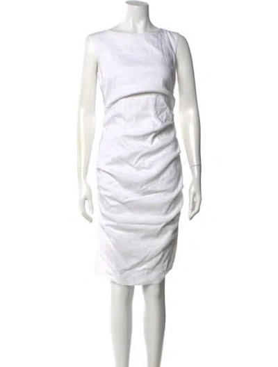 Pre-owned Nicole Miller Linen Knee-length Dress In Neutral
