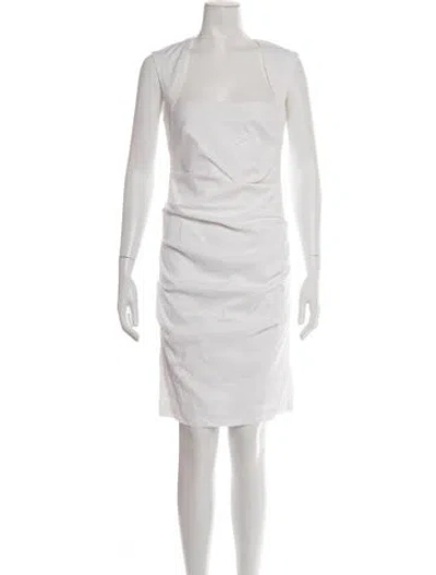 Pre-owned Nicole Miller Linen Knee-length Dress In Neutrals