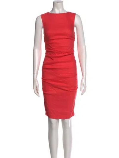Pre-owned Nicole Miller Linen Knee-length Dress In Orange