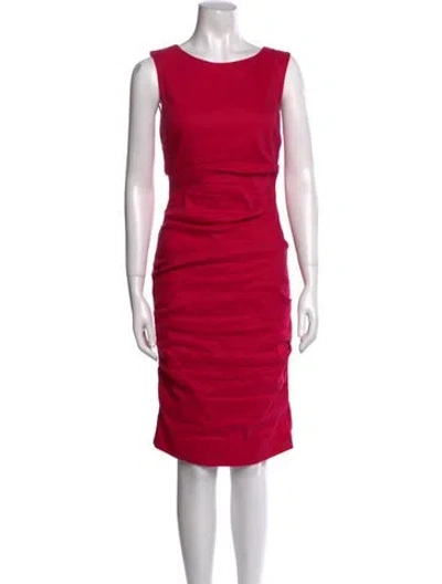Pre-owned Nicole Miller Linen Knee-length Dress In Pink