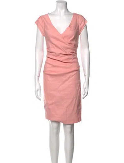 Pre-owned Nicole Miller Linen Knee-length Dress In Pink