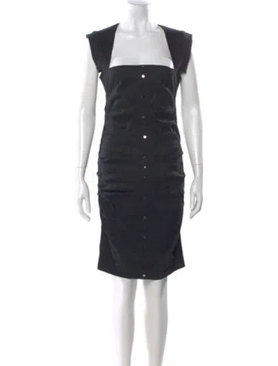 Pre-owned Nicole Miller Linen Knee-length Dress W/ Tags In Black