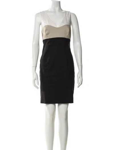 Pre-owned Nicole Miller Linen Mini Dress In Black