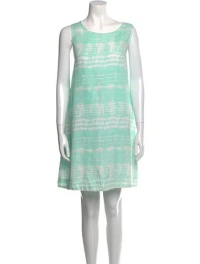 Pre-owned Nicole Miller Linen Mini Dress In Green