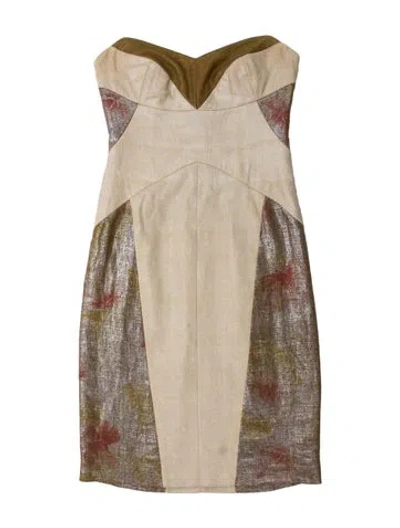 Pre-owned Nicole Miller Linen Mini Dress In Neutral