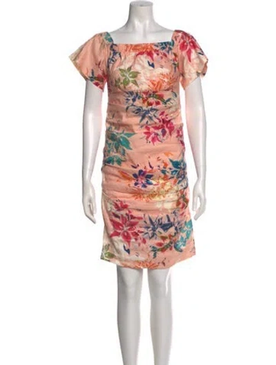 Pre-owned Nicole Miller Linen Mini Dress In Pink