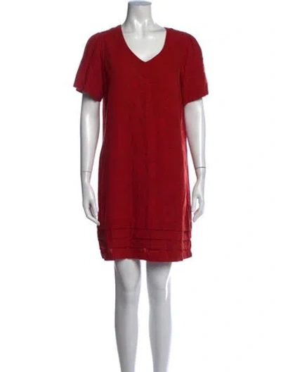 Pre-owned Nicole Miller Linen Mini Dress In Red