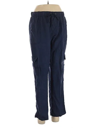 Pre-owned Nicole Miller Linen Pants In Blue