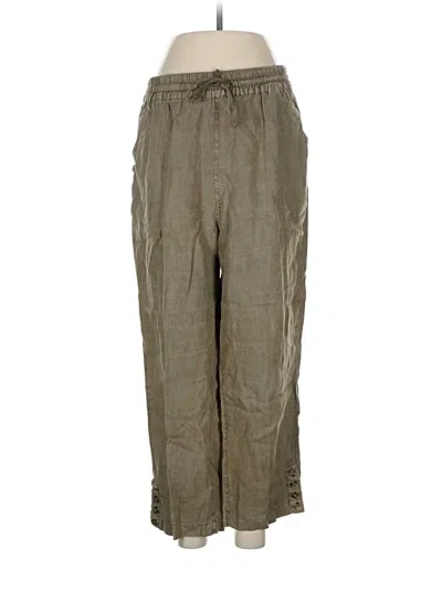 Pre-owned Nicole Miller Linen Pants In Green
