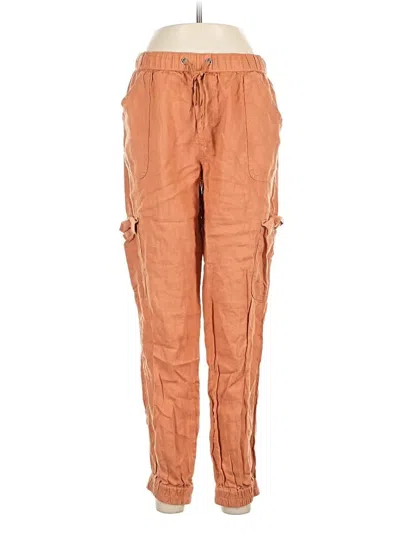 Pre-owned Nicole Miller Linen Pants In Orange