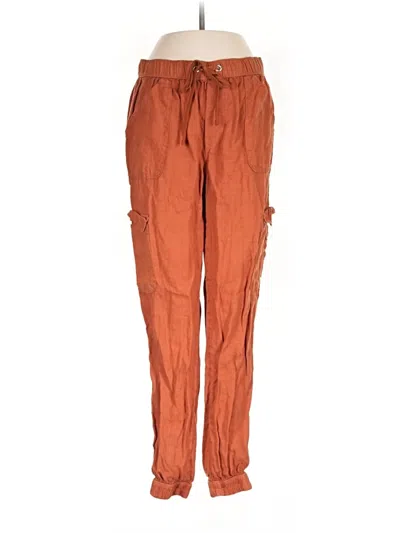 Pre-owned Nicole Miller Linen Pants In Orange