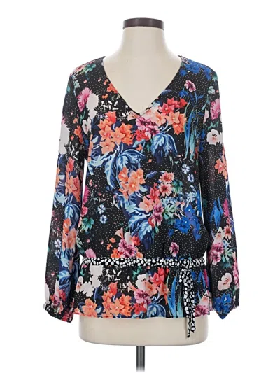 Pre-owned Nicole Miller Long Sleeve Blouse In Black
