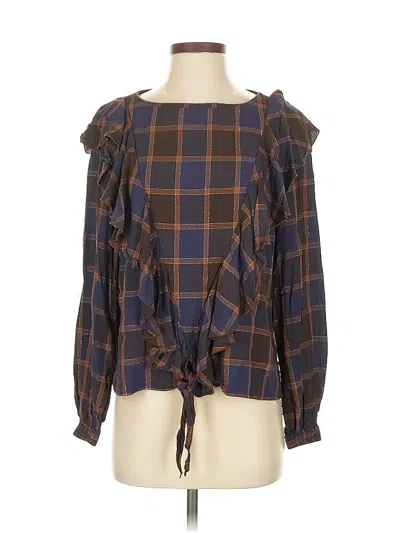 Pre-owned Nicole Miller Long Sleeve Blouse In Brown