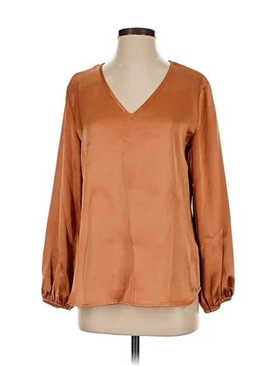 Pre-owned Nicole Miller Long Sleeve Blouse In Brown