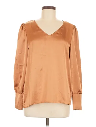 Pre-owned Nicole Miller Long Sleeve Blouse In Brown