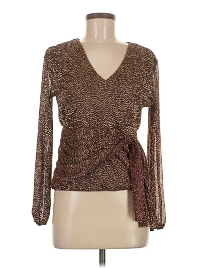 Pre-owned Nicole Miller Long Sleeve Blouse In Brown