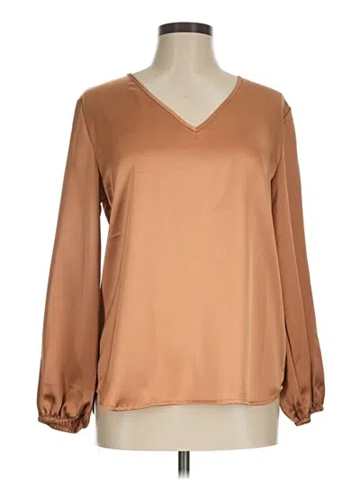 Pre-owned Nicole Miller Long Sleeve Blouse In Brown