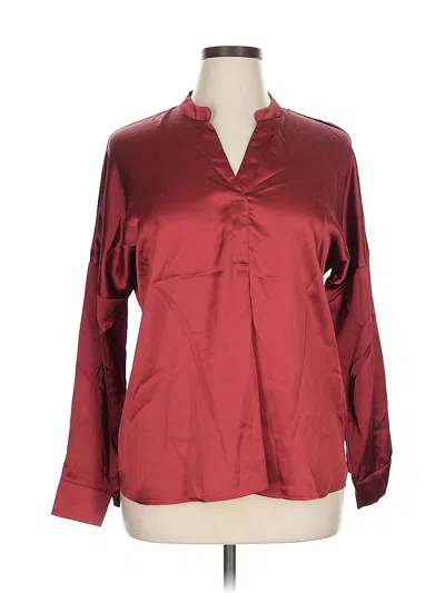 Pre-owned Nicole Miller Long Sleeve Blouse In Burgundy