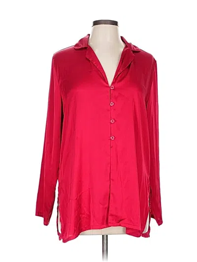 Pre-owned Nicole Miller Long Sleeve Blouse In Burgundy
